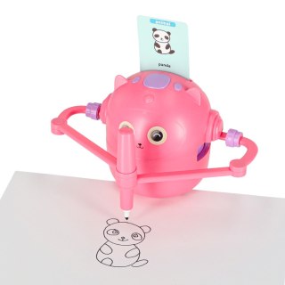 Zabawka interaktywna robot nauka rysowania fiszki kolorowe mazaki różowy