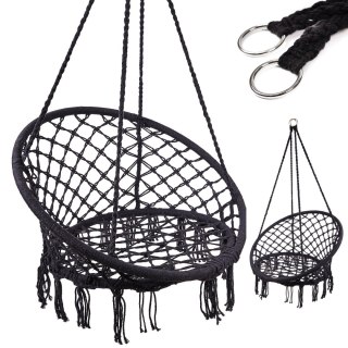 Huśtawka LUARO fotel bocianie gniazdo czarne 80cm 150kg